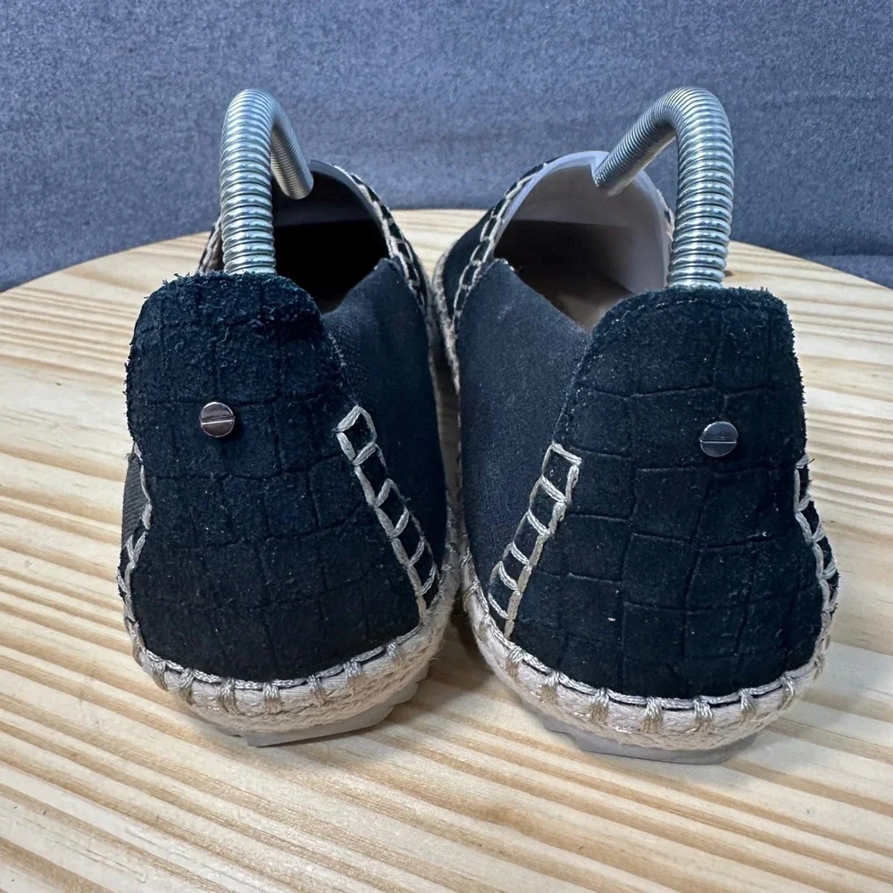 Von Dutch Black Suede Croc Embossed Espadrille Slip On‎ Flats Shoes 9M